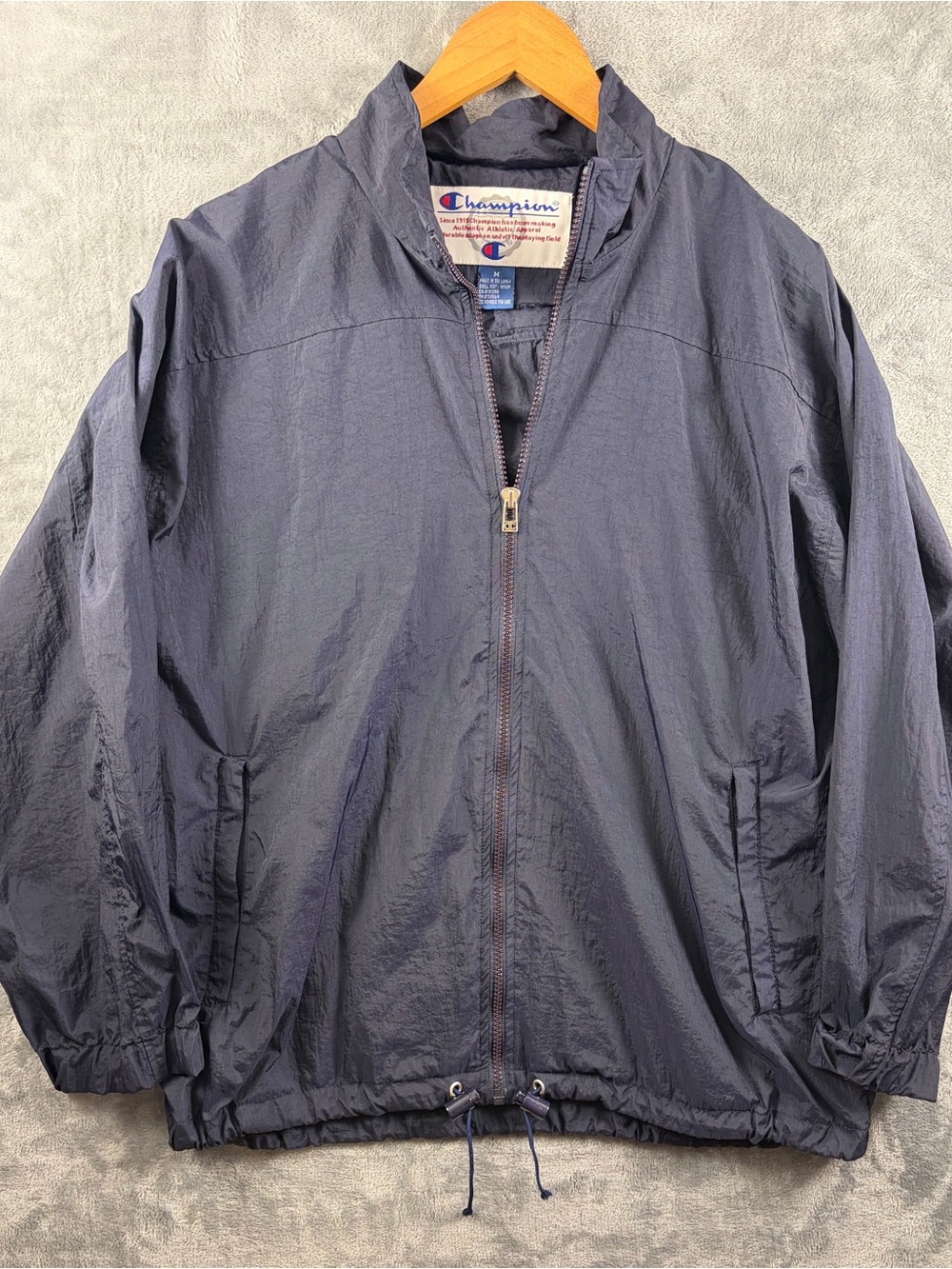 Vintage Champion Men's Navy Windbreaker Jacket